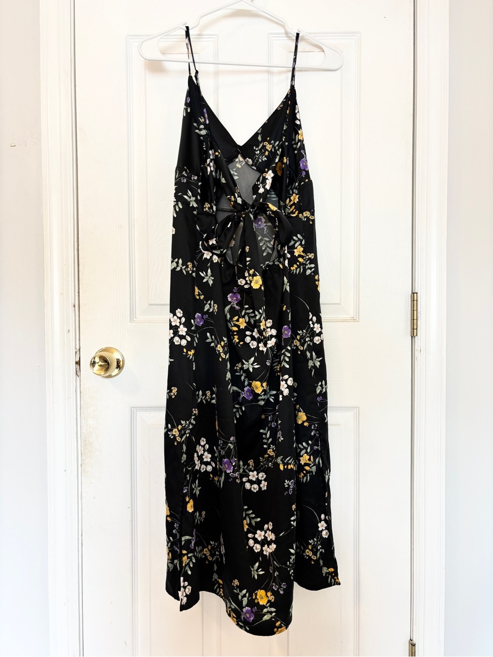 Tie-Back Black Floral Slip Dress - Picture 4 of 4